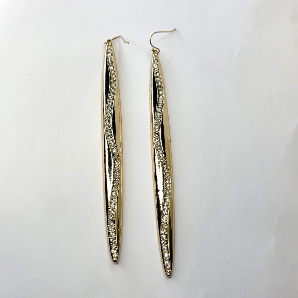 5" Gold and Crystal Chandelier Earrings Hook Chandelier Earrings Statement Hooks